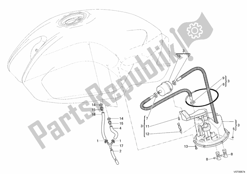 Alle onderdelen voor de Benzine Pomp van de Ducati Monster S2R 800 2006